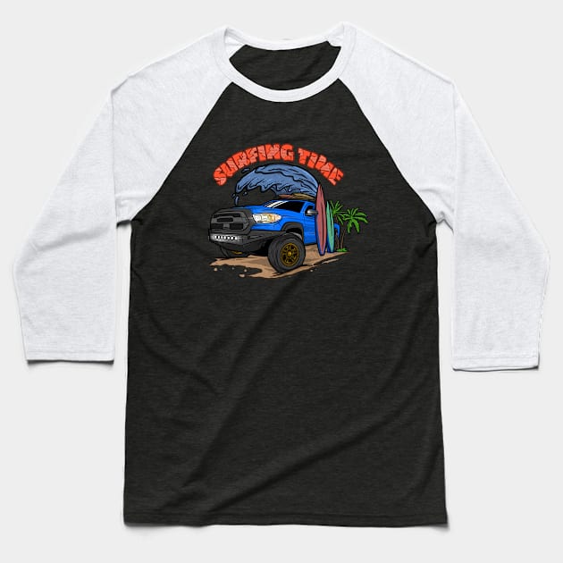 4Runner Toyota Surfing Time Holiday - Blue Baseball T-Shirt by 4x4 Sketch